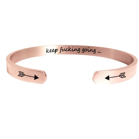 Inspirational Quote Bracelet - Keep Going Motivational Bracelet ROSE GOLD Color - Picture 1 of 4